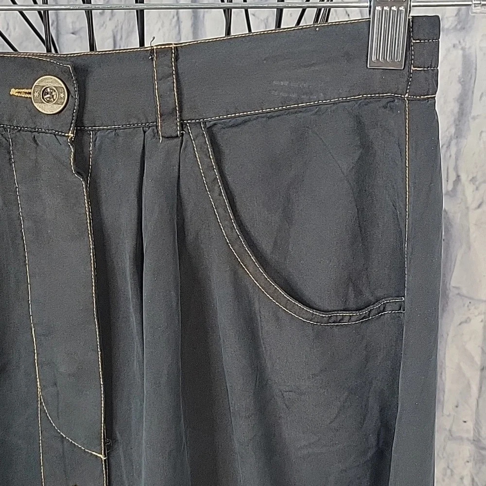 J.T. SPORTS Silk Button Up Black Long Skirt Size Small‎ - Picture 4 of 9